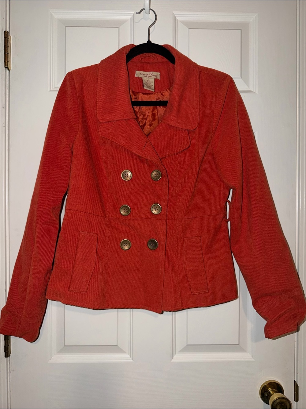 Paris Blues Vintage Orange Red Double-Breasted Y2K Retro Indie Jacket